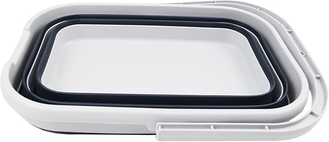 SAMMART 12L (3.1 gallon) Collapsible Rectangular Handy Bucket/Multiuse Foldable Water Pail for Camping, Fishing (Grey/Slate Grey)