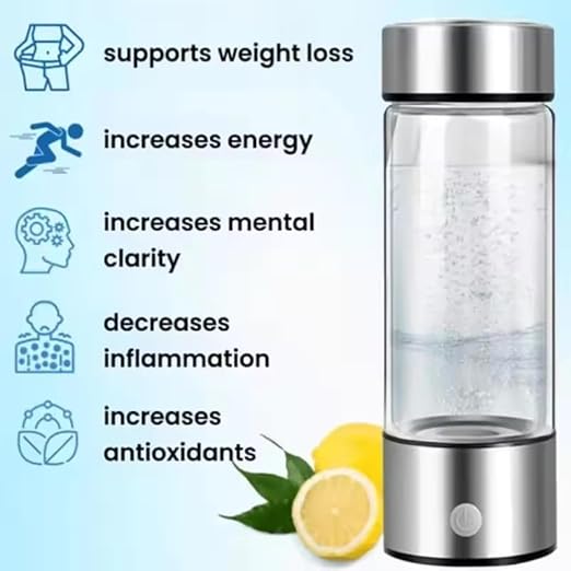 Premium Dual Mode Hydrogen Water Bottle, Portable Hydrogen Generator, 1800PPB 550ML Ion Water Bottle Hydro Water Suitable for Office,Travel & Daily Workout, Energy Booster with Hydrogen
