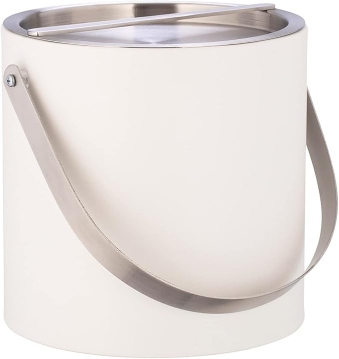 Kraftware 3qt Brushed Chrome Arch Handle & Bridge Cover: White Sydney 3 quart Ice Bucket, Small