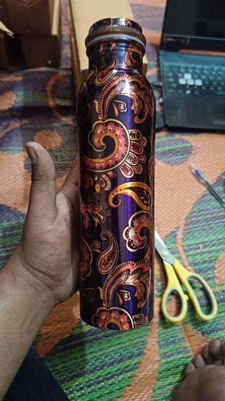 PYOR Copper Bottle - 1ltr Blue Copper Bottle For Drinking Water