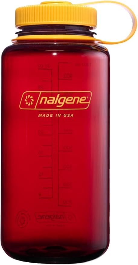 Nalgene Water Bottle - Lightweight Sustain Tritan BPA-Free Shatterproof Bottle for Backpacking, Hiking, Gym, 32 OZ, Wide Mouth, Laker