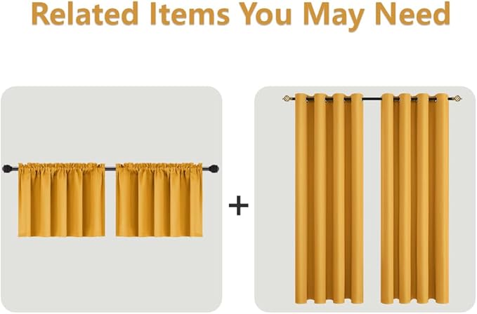 Mrs.Naturall Yellow Blackout Curtains 84 Inches Long for Living Room,Boho Room Darkening Curtains for Bedroom,Mustard Amarillas