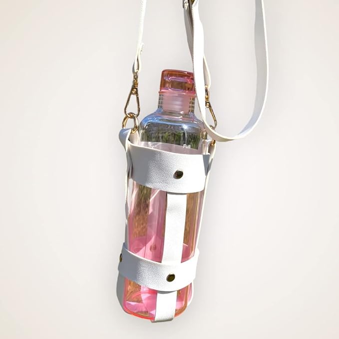 Glass Water Bottle16 oz, 100% borosilicate, Pink, Clear & Blue Motivational Measurements w/Time, BPA-Free, Eco-friendly, for Gym, Sports, Travel, Fitness, or Work. (Clear Pink 500ml)