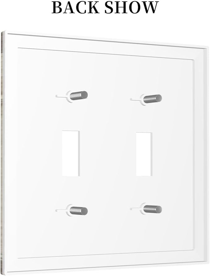 Rustic Wood Bear Forest Double Toggle Light Switch Cover Decorative Vintage Antique Cabin 2 Gang Wall Plate Electrical Faceplate Switchplate for Farmhouse Bathroom Bedroom Living Room Decor