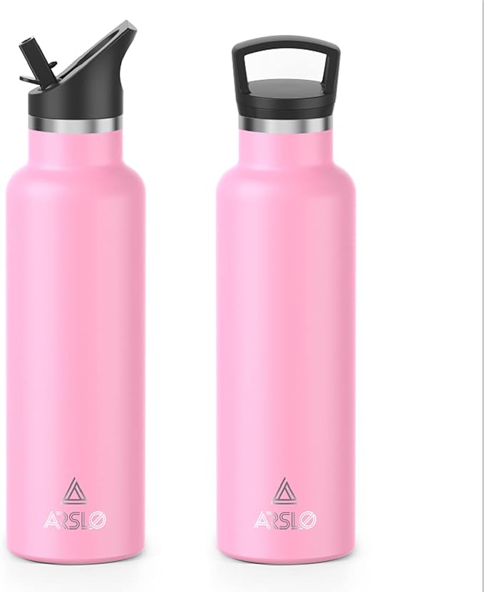 Stainless Steel Double Wall Water Bottles 25oz, Vacuum Insulated Bottle With Straw Lid, Insulated Water Bottle Keeps Water Cold for 24 Hours, Hot for 12 Hours, Hiking, Sports