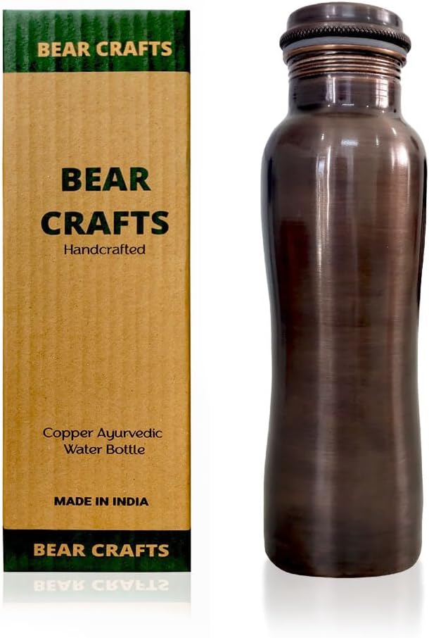 Ayurvedic Drinking Copper Water Bottle for Sports, Travel, Yoga & Everyday Use, Water Bottle for Gym, Office, Hiking, Outdoor Capacity 32 Oz (Design 10, 32 Oz)