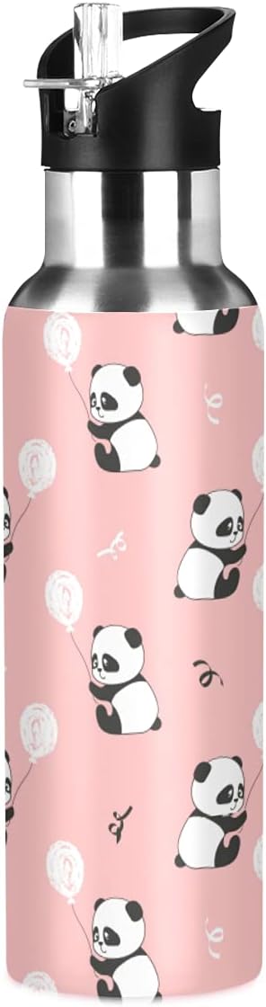 MNSRUU Insulated Water Bottle with Straw, Rainbow and Unicorns Stainless Steel Flasks for Sports Cycling Hiking School