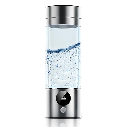 Hydrogen Water Bottle is a 3-Purpose Hydrogen Water Generator That uses Advanced SPE and PEM 15 Minutes About 5000 ppb of odourless Hydrogen Water(Silver/380ML)