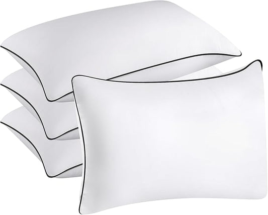 Hotel Quality Cooling Queen&King Size Bed Pillows Set of 4 - Soft, Firm, and Supportive Down Alternative Pillows for Back, Stomach, and Side Sleepers