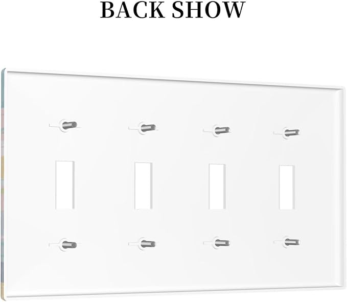 Mid Century Modern Atomic Cute Cats Quad Toggle Light Switch Covers 4 Gang Wall Plate Decorative Switchplate Electrical Faceplate for Kidroom Nursery Bedroom Decor