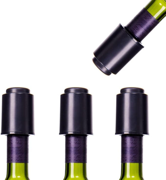 Wine Stoppers for Wine Bottles (4-Pack) - Vacuum Wine Preserver Set - Wine Saver and Sealer for Bottles - Reusable Wine Corks for Glass Bottles - Wine Accessories and Gifts to Keep Wine Fresh