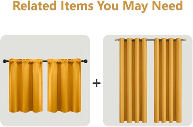 Mrs.Naturall Yellow Blackout Curtains 84 Inches Long for Living Room,Boho Room Darkening Curtains for Bedroom,Mustard Amarillas