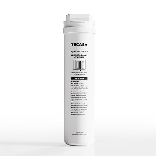 Carbon Block Filter, Replacement for TECASA Under Sink Tankless Reverse Osmosis System, 1-year Lifetime