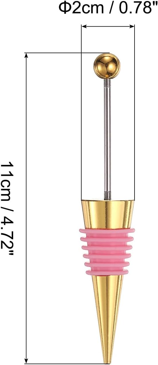 uxcell 10 Pcs Bead Wine Bottle Corks, Wine Stopper Cork, Wine Stopper, Reusable Wine Bottle Corks Sealing Plug Bottle for Beverage Holiday Party Bar,Gold/Pink