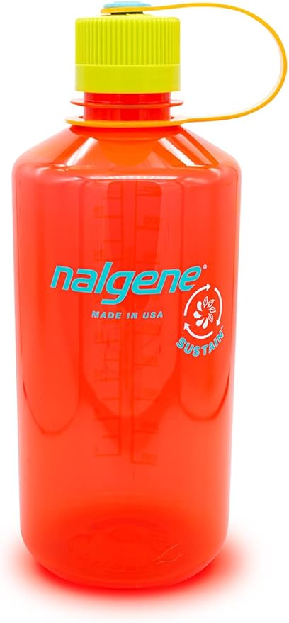 Nalgene Sustain Tritan BPA-Free Water Bottle Made with Material Derived from 50% Plastic Waste, 32 OZ, Narrow Mouth, Pomegranate Sustain