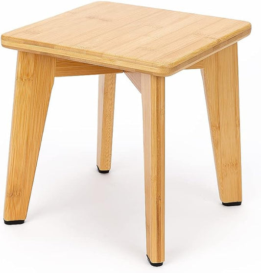 StrongTek Bamboo Step Stool for Kids and Adults, Eco-Friendly, Sturdy and Versatile Short Foot Stool for Bathroom, Kitchen, Bedroom, Compact 10-inch Small Wood Stool, Plant Stand (Natural)