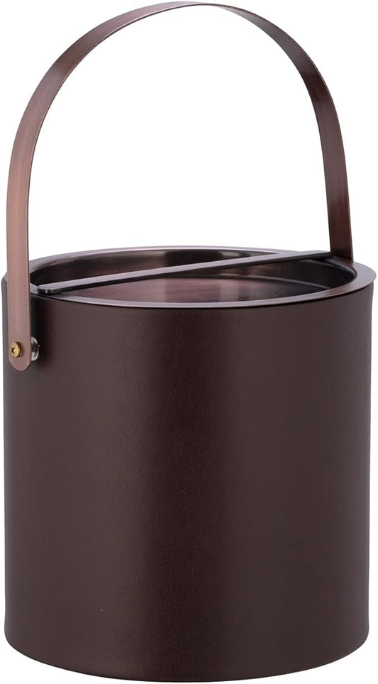 Kraftware 3qt Oil Rubbed Bronze Arch Handle & Bridge Cover Barcelona 3 quart Ice Bucket, Chocolate Brown