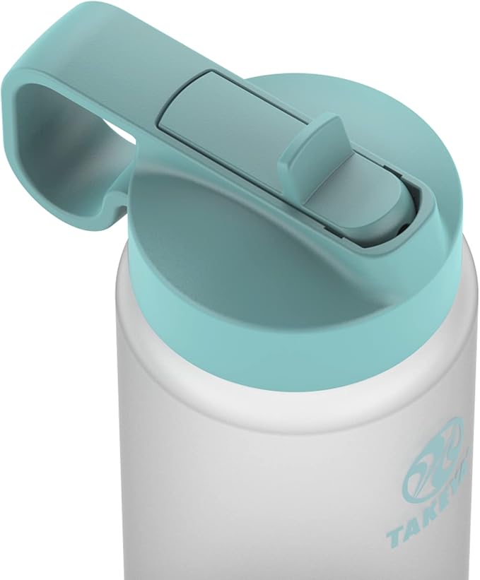 Takeya 22 oz Glass Water Bottle, Shatter Resistant, Premium Quality, Sure-Grip with Straw Lid, Sage