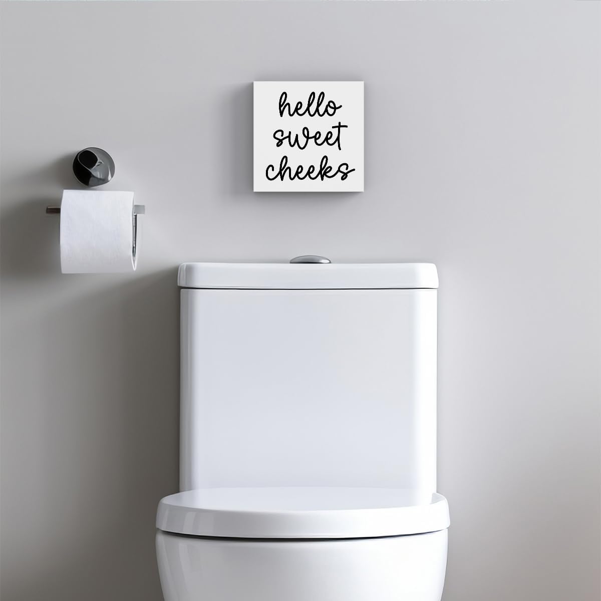 Hello Sweet Cheeks Bathroom Decor, Funny Bathroom Signs Decoration, Black and White Bathroom Decoration, Bathrooms Decor for Shelves, Wooden Box Decoration Sign for Home Farmhouse Living Room Table