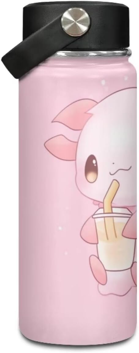 Axolotl Insulated Stainless Steel Water Bottle with Top Handle 18 Oz Vacuum Stainless Steel Sports Travel Water Bottle for Women Men