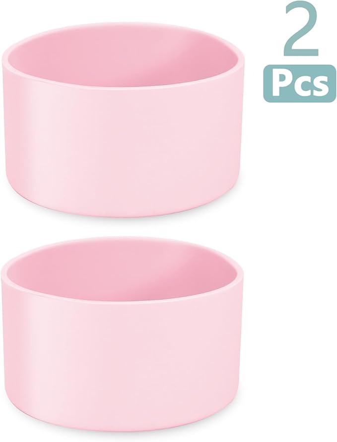 2 Pcs 3 Inch / 75mm Pink Water Bottle Boot, Silicone Tumbler Sleeve Water Bottle Bumper, Tumbler Accessories Water Bottle Bottom Protector for 20oz 30oz 40oz Tumbler Water Bottle
