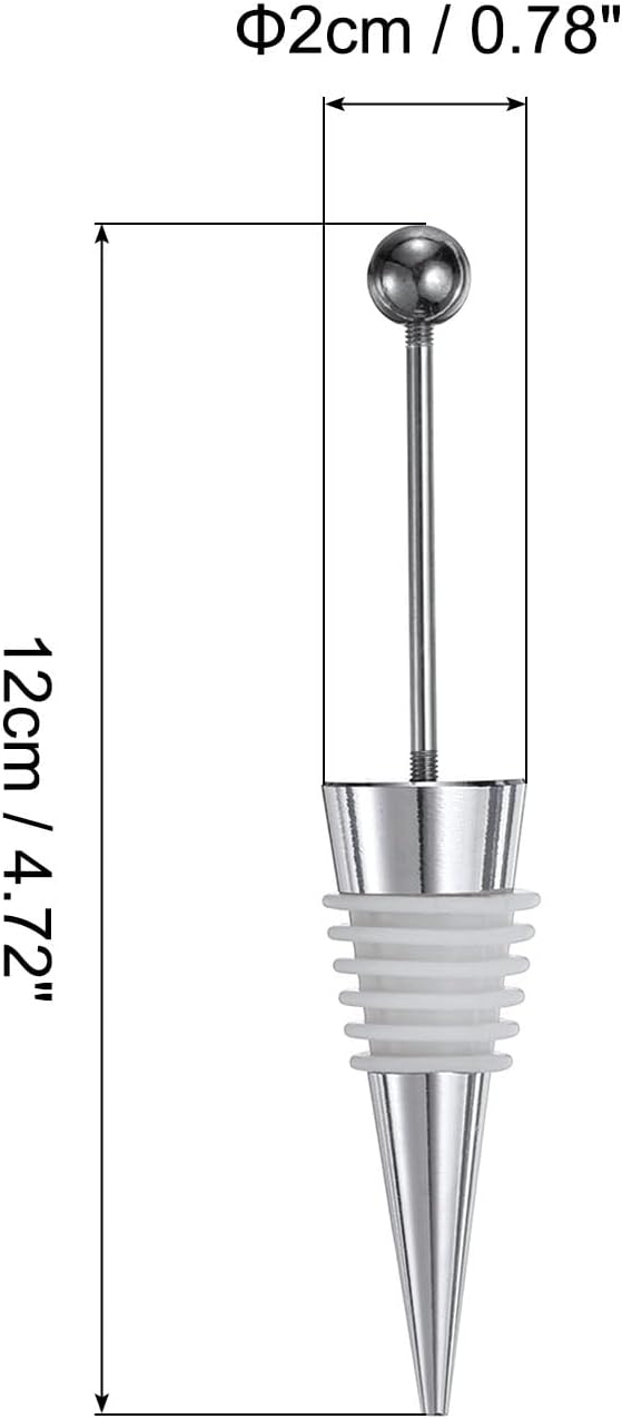 uxcell 10 Pcs Bead Wine Bottle Corks, Wine Stopper Cork, Wine Stopper, Reusable Wine Bottle Corks Sealing Plug Bottle for Beverage Holiday Party Bar,Silver/White