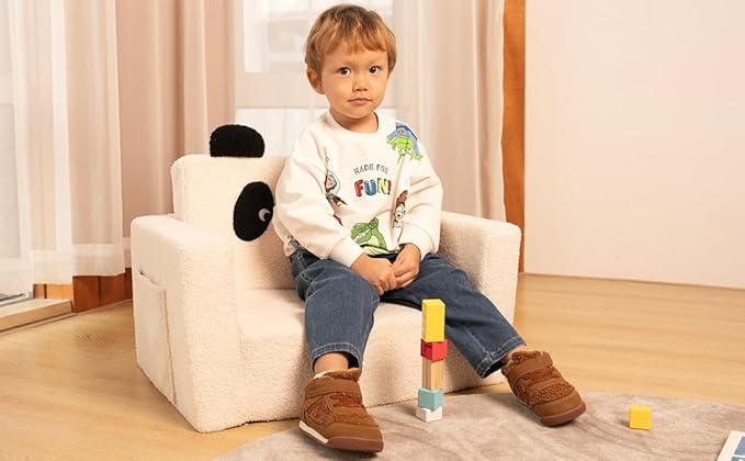 LonSEA Furniture, Panda, Baby Chair for Toddler, Toddler Bed, Convertible Sofa to Lounger - Comfy 2-in-1 Flip Open Couch/Sleeper for Kids, Kids Couch,Toddler Couch,White