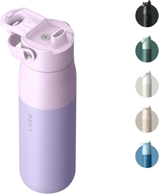 LARQ Bottle Swig Top 23oz - Insulated Stainless Steel Water Bottle With Built-In Silicone Handle | Thermos, BPA Free | Reusable Water Bottle for Sports, Gym, and Travel, Luberon Lavender