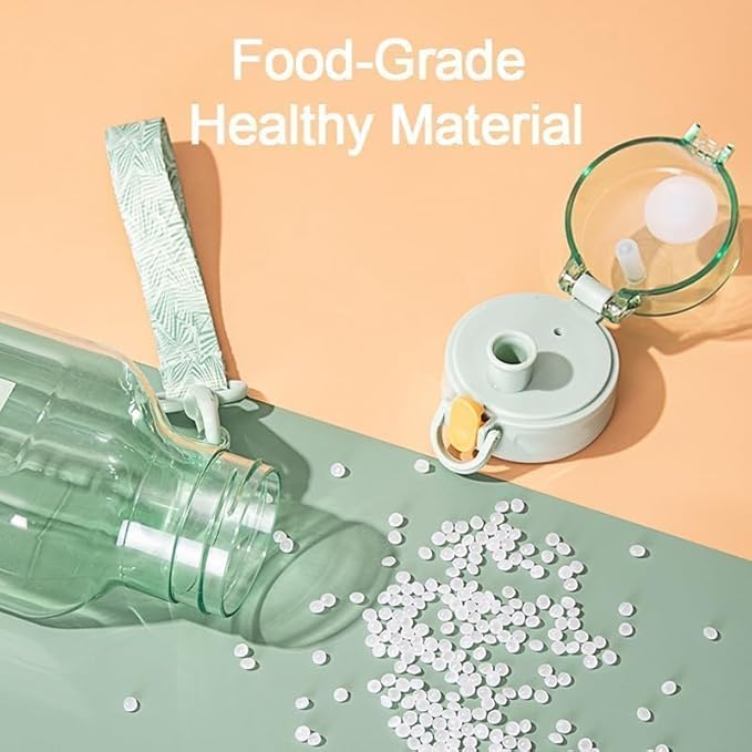 Sports Square Water Bottle 24 oz Reusable Drinking Bottle Portable Leakproof BPA-Free Plastic Water Bottles for Travel Picnic Gym Camping School(Green)