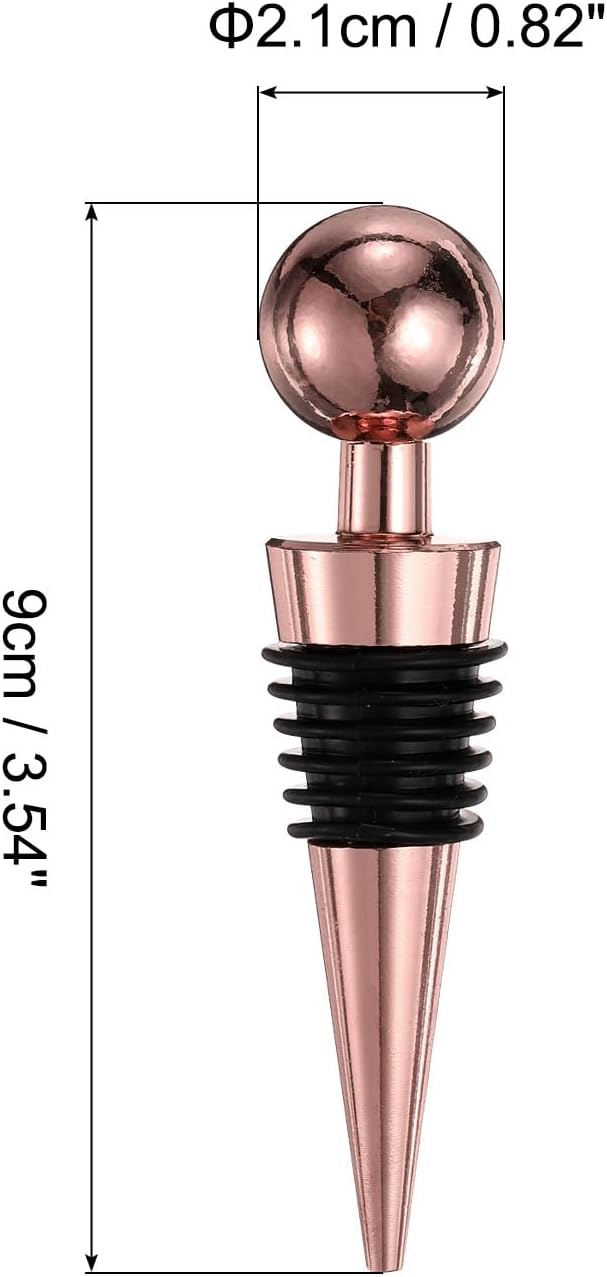 uxcell 3 Pcs Wine Bottle Corks, Vacuum Wine Bottle Stopper, Wine Stopper with Rubber Reusable Wine Corks, Suitable for Standard Bottle, Rose Gold