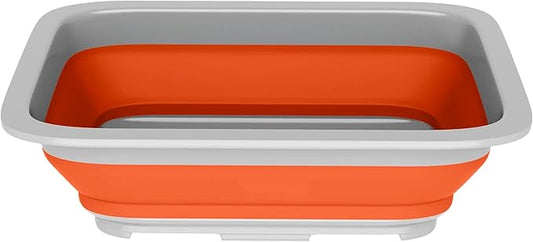 Collapsible Ice Bucket - 10-Liter Portable Outdoor Multi-Use Basin, Dish Tub, and Storage Basket for Camping and Tailgating by Wakeman (Orange)