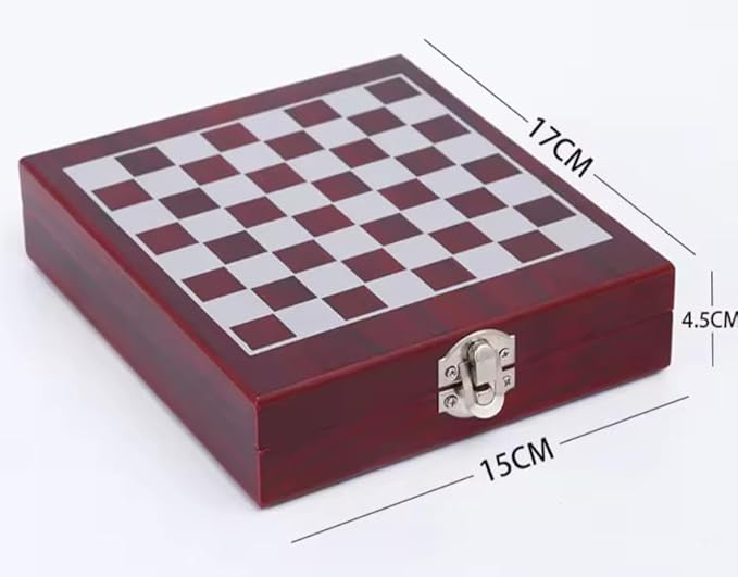 Wine Bottle Opener Tool Set – Chess Board Game – Wooden Box Wine Set – Luxury Wine Accessory Set – Stylish Gift Box – Gift – Gift Idea – Gift for Man – Gift for Friend – Birthday Gift, Brown