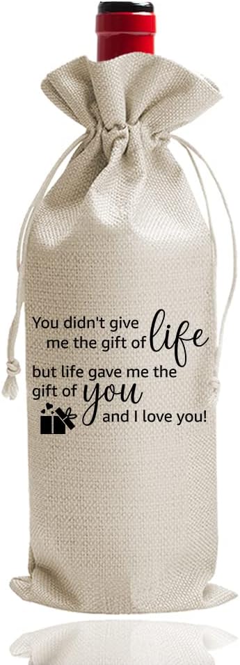Stepmom Gifts, Gift for Step Mom Mothers Day, You Didn't Give Me The Gift of Life, But Life Give me The Gift of You, Bonus mom Gifts, Gift for Stepmom, Stepmom Wine Bag, (DL102)