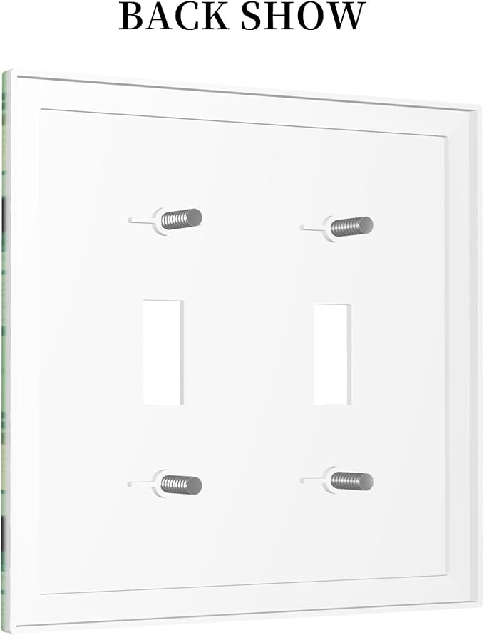 Cartoon Panda and Leaf Double Toggle Light Switch Covers 2 Gang Wall Plate Dual Decorative Switchplate Electrical Faceplate for Bathroom Country Kitchen Bedroom Decor, 4.9" x 5"