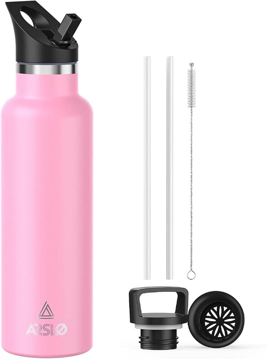 Stainless Steel Double Wall Water Bottles 25oz, Vacuum Insulated Bottle With Straw Lid, Insulated Water Bottle Keeps Water Cold for 24 Hours, Hot for 12 Hours, Hiking, Sports