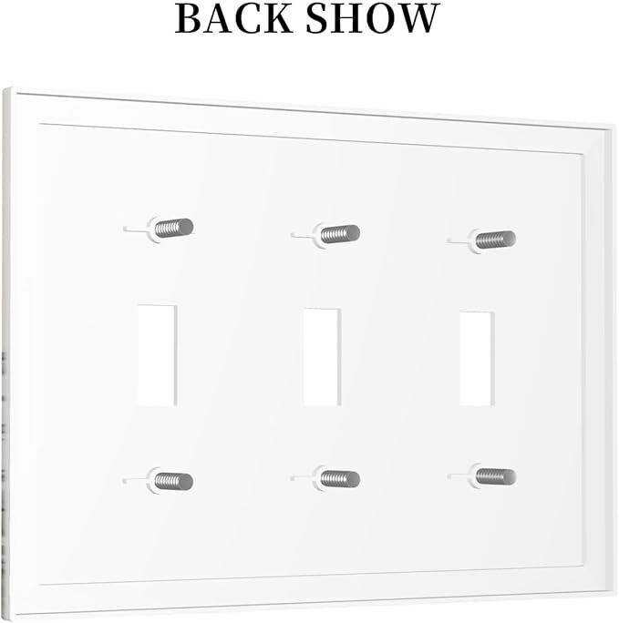 Vintage Grey Floral Herbs Wild Flowers Botanical 3 Gang Boho Light Switch Covers Decorative Country Unique Triple Toggle Wall Plate Electrical Faceplate Switchplate for Bathroom Bedroom