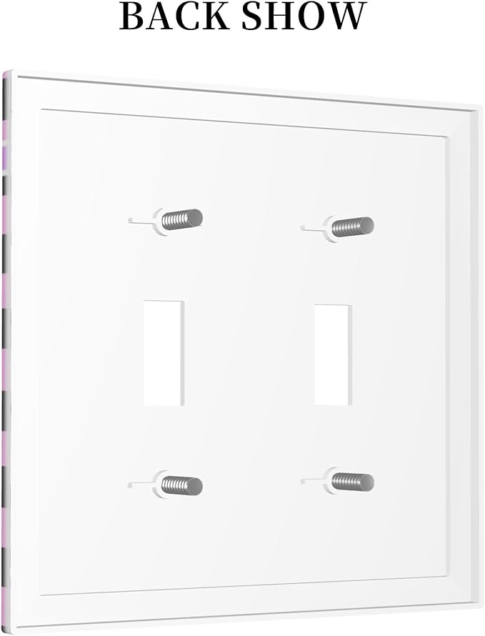 Flowers with Checkered Double Toggle Light Switch Covers 2 Gang Wall Plate Dual Decorative Switchplate Electrical Faceplate for Bathroom Country Kitchen Bedroom Decor, 4.9" x 5"