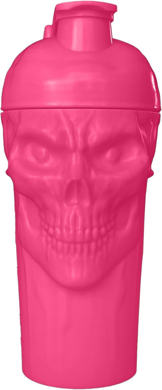 JNX SPORTS The Curse! Skull Shaker Bottle, 24-Ounce, Electric Pink Limited Edition, Supplement Mixer with Classic Loop Top
