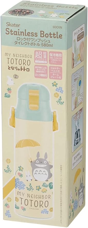 Skater SDC6N-A My Neighbor Totoro Sanpomichi Ghibli Children's Stainless Steel Water Bottle, Direct Drinking 20.9 fl oz (580 ml)