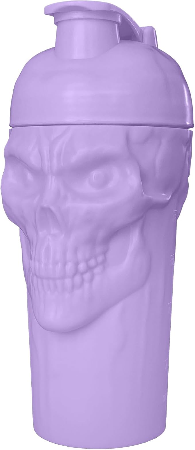 JNX SPORTS The Curse! Skull Shaker Bottle, 24-Ounce, Lavender Limited Edition, Supplement Mixer with Classic Loop Top
