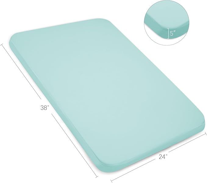 Waterproof Pack and Play Sheets Fitted 2 Pack, Compatible with Graco Pack n Play Sheets 38" X 26" Fits for Baby Playpen/Playard Mattress, Mini Crib Sheets for Boys or Girls, Grey & Aqua Blue