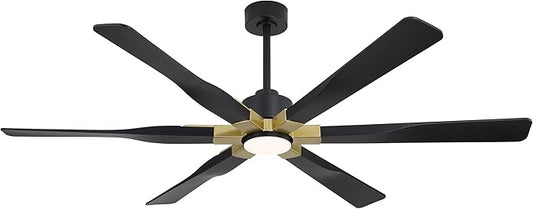 68 Inch Ceiling Fan with Lights and Remote Control, 6 Reversible ABS Blades, 6-Speed Noiseless DC Motor with 4.5" / 12" / 24" Downrods for Bedroom Dining Living Room, Gold and Black