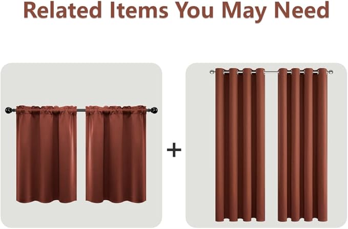 Mrs.Naturall Terracotta Curtains 42x54 Inch Length for Living Room 2 Panels Blackout Room Darkening Curtain for Bedroom