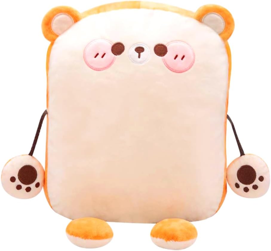 Toast Bread Plush Pillow Toy Bread Doll Funny Cute Food Plushies Stuffed Animal Soft Birthday Party Xmas Gifts 12in (Bread Bear, OneSize)