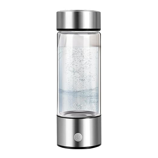 Hydrogen Water Bottle, Portable Hydrogen-Rich Water Maker Hydrogen Water Machine USB Rechargeable Hydrogen Water Glass 450ml(Silver)