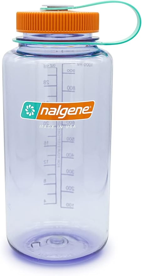 Nalgene Sustain Tritan BPA-Free Water Bottle Made with Material Derived From 50% Plastic Waste, 32 OZ, Wide Mouth, Amethyst