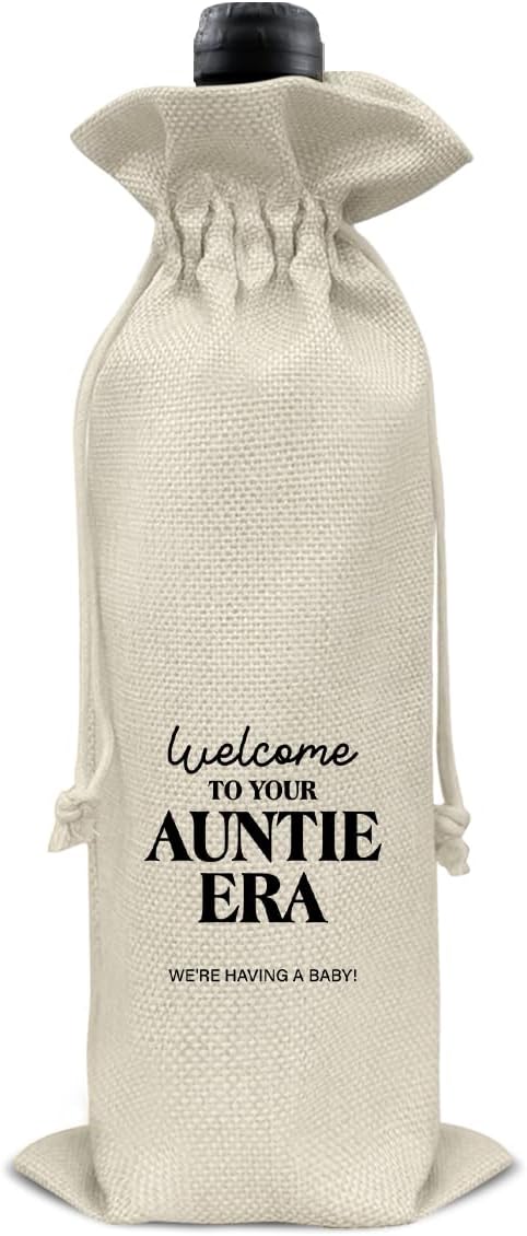 Pregnancy Announcement Wine Bag, Baby Announcements Gifts for New Aunt Auntie Bestie Sister, Pregnancy Reveal Wine Gift Bag