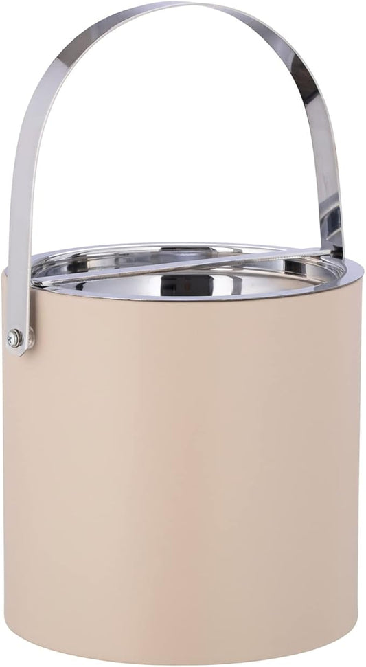 Kraftware 3qt Polished Chrome, Taupe Manhattan 3 quart Ice Bucket, Small