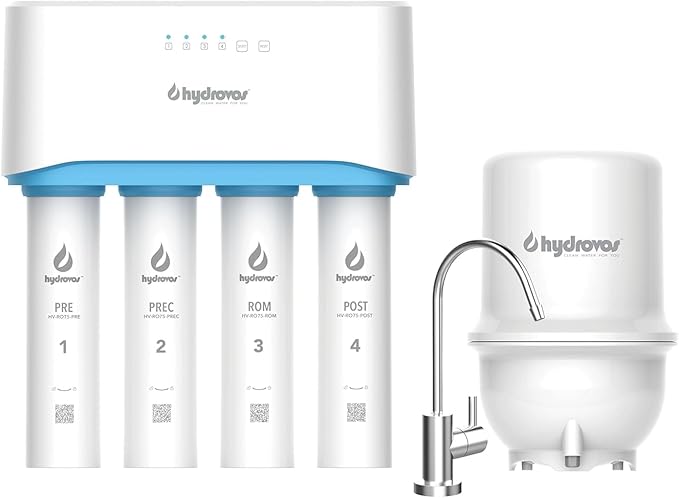 HV-RO075-FP Water Filters, Replacement Cartridges #1, 2, 4 for HYDROVOS 75 GPD Reverse Osmosis System, Easy DIY Filter Changes, Pack of 3