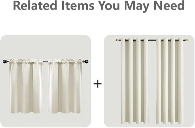 Mrs.Naturall Cream Curtains 84 Inches Long,Blackout Black Block Out Heat Blocking Curtains for Bedroom Windows Living Room 84 Inch Length with Grommet,Off White Ivory